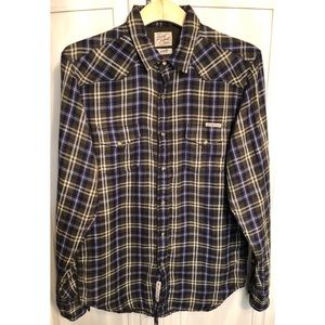 Lucky brand classic plaid green snap button down